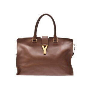 Saint Laurent Y Line Cabas Calfskin Camel Tan Brown Tan Handbag